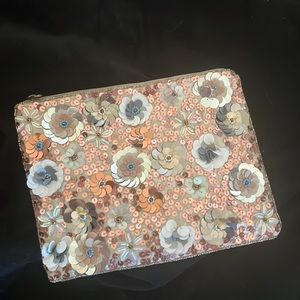 Embroidered Satin Clutch